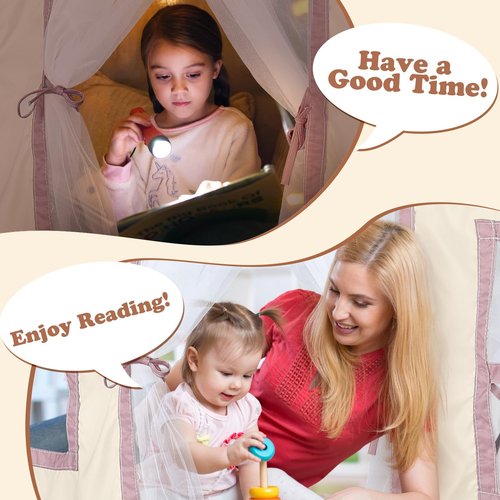 Breling 3 Panel Bunk Bed Curtains for Bottom Loft Bed Tent Set with Felt Flag Double-Layer Twin Bunk Curtains Playhouse Accessories for Boy Girl Bedroom(Cream)