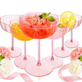 Ciaell 12PCS Plastic Martini Glasses - 10 Oz Pink Elegant Disposable Cocktail Glasses for Champagne Wine Wedding Party Anniversary Bar & Mother's Day