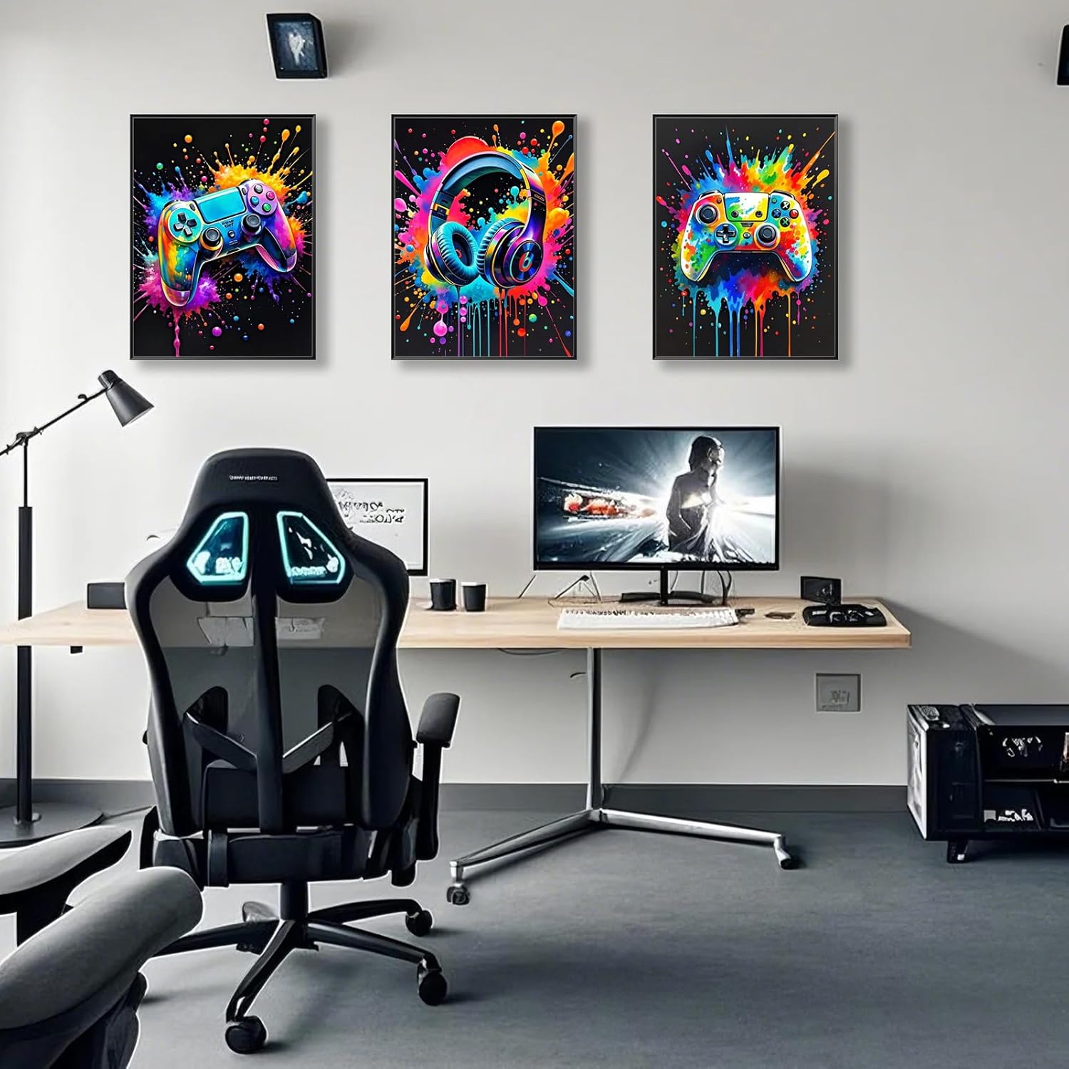 Skiennix Gaming Room Wall Art - Colorful Canvas Posters for Gamers | 12x16 Inch Unframed Prints