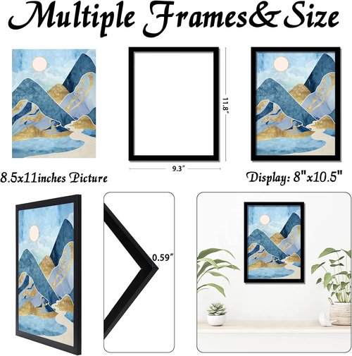 Black Picture Frame by [Brand Name] - 8.5x11 High-Transparency Display for Photos & Certificates