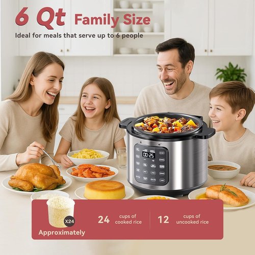 Instant Pot Electric Pressure Cooker - 6 Qt Programmable with Touchscreen & 9 Functions | 1000W Silver