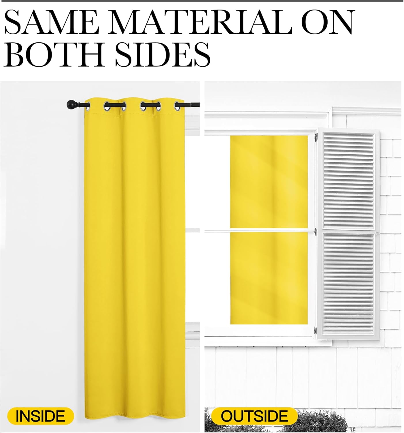 NICETOWN Patio Glass Door Curtains - Bright Yellow Privacy Panel Drapes | 42" x 95" (1 Pair)