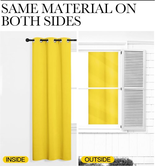 NICETOWN Bright Yellow Curtains - 108" Long, 55" Wide | Sound Reducing, Heat & Cold Blocking Panels for Modern Decor