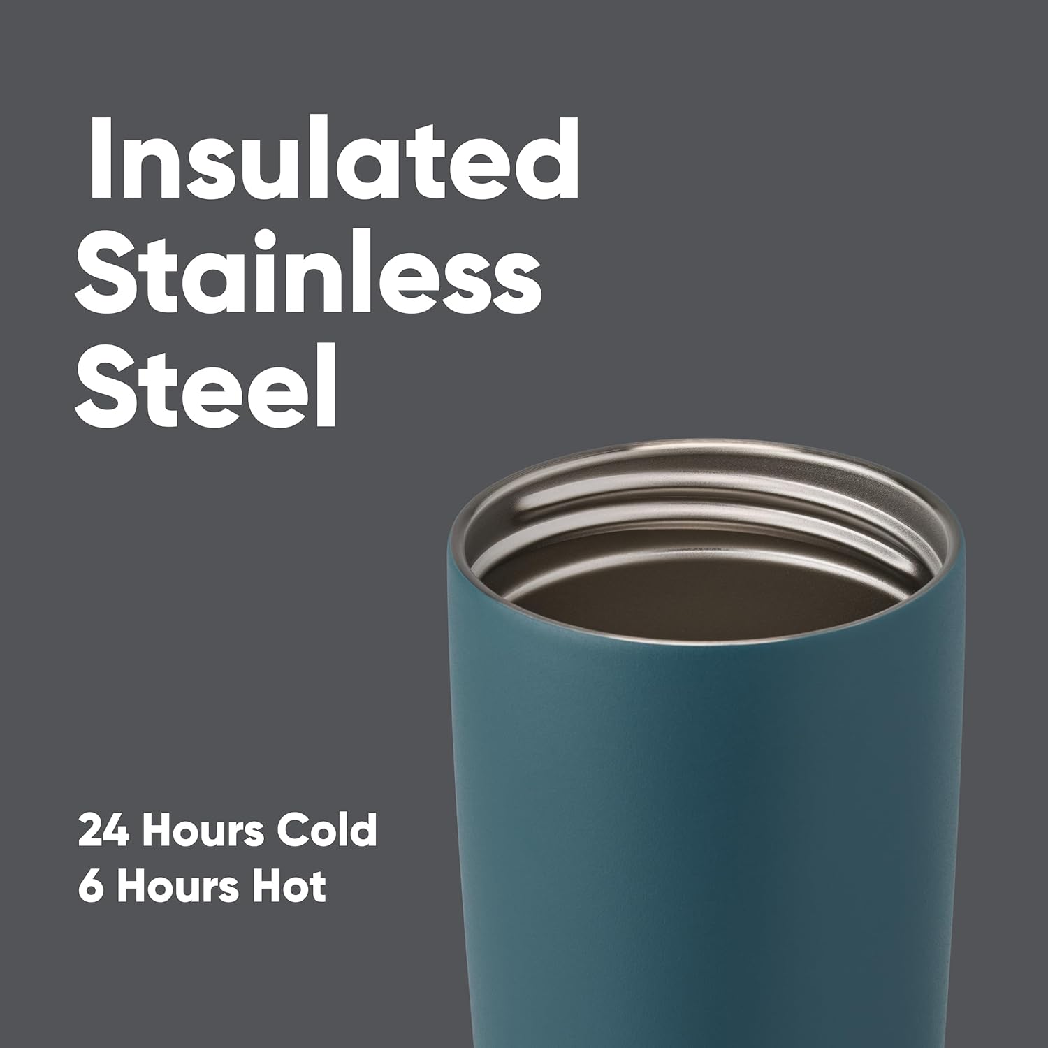 Owala SmoothSip Insulated Stainless Steel Coffee Tumbler - Reusable 20 oz Hot & Iced Coffee Mug | Grey/Blue