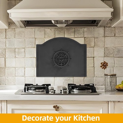 1More Firebacks for Fireplace - Iron Fire Place Back Plates with Feet, 20in Fireplace Heat Reflect, Fireplace Wall Protection.Fireback Decorative Wheel Design