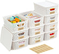 10 Pack Plastic Storage Bins - Stackable Organizing Baskets with Lids & Handles for Home & Craft