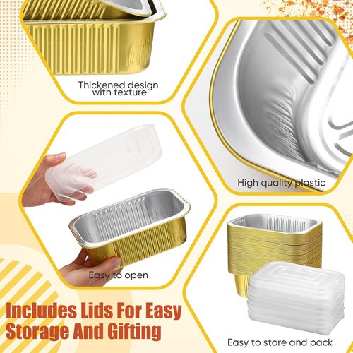Baderke 30oz Aluminum Foil Pans - 50 Pack with Lids | Disposable Baking Trays for Easy Heating