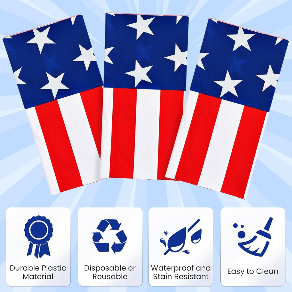 Regine Switzerland Patriotic Tablecloths - Disposable Plastic Covers for Rectangle Tables | 108 x 54 Inch, Perfect for 4th of July Celebrations