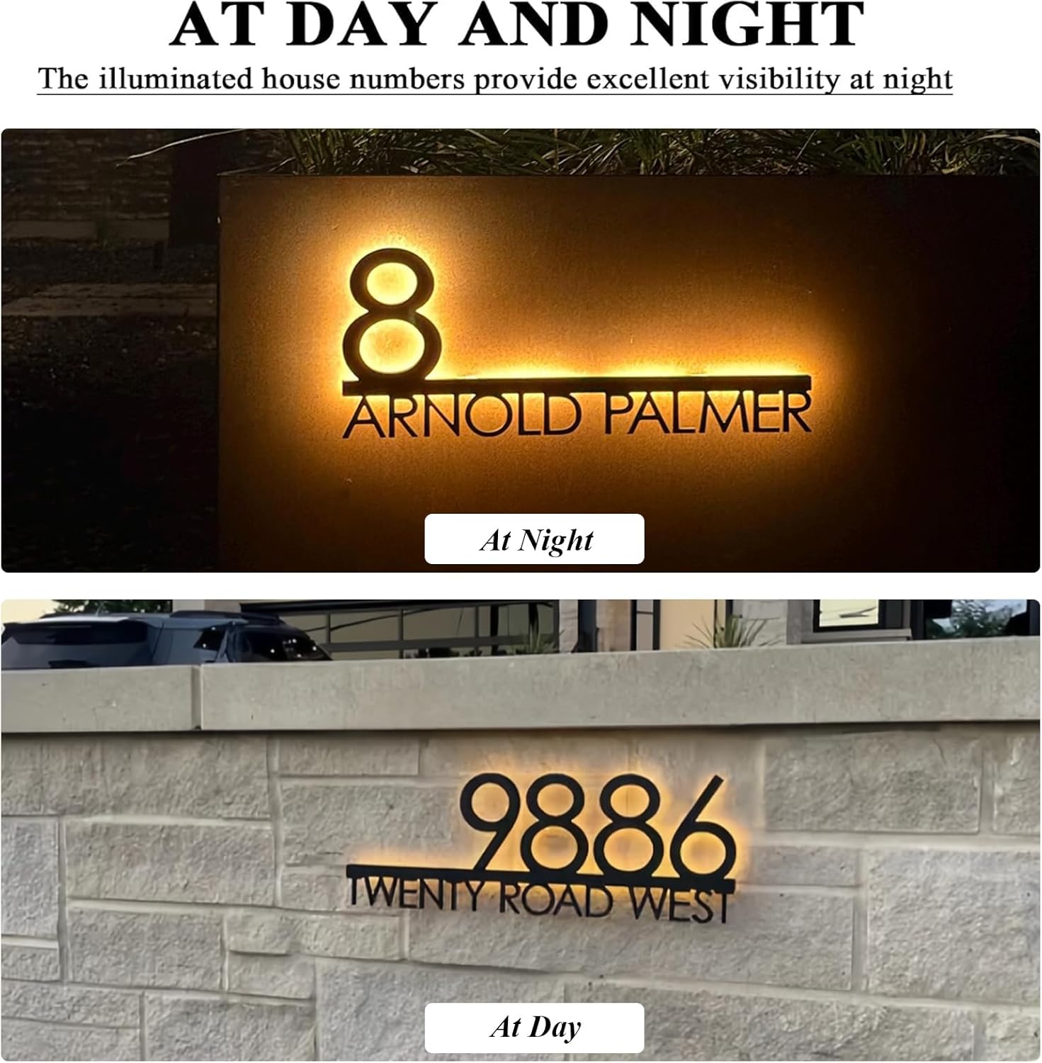Personalized Acrylic Address Sign by [Brand Name] - Waterproof LED House Numbers | 4-6 Inch Backlit Custom Design