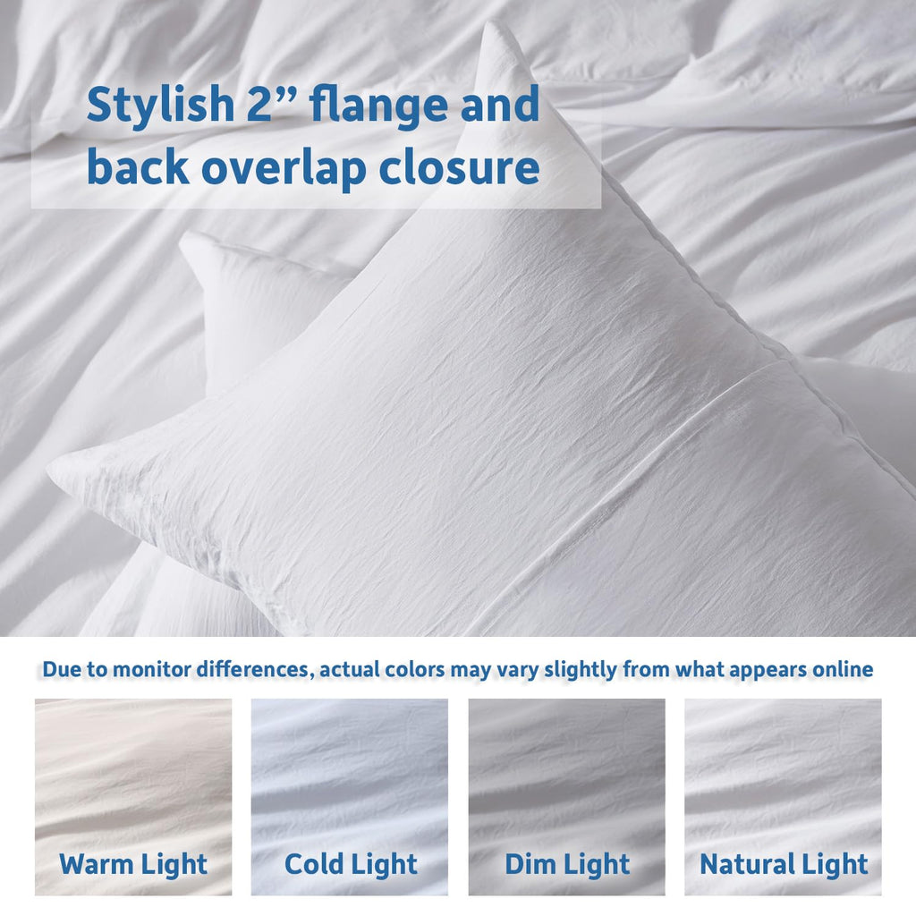 Hearth & Harbor King Duvet Cover Set - 3 Piece Soft Prewashed Bedding Set - Includes 1 Duvet Cover 104x90 inches with Zipper Closure and 2 Pillow Shams, White, Comforter Not Included