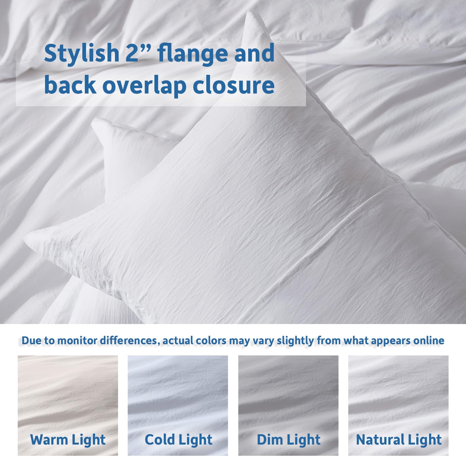 Hearth & Harbor King Duvet Cover Set - 3 Piece Soft Prewashed Bedding Set - Includes 1 Duvet Cover 104x90 inches with Zipper Closure and 2 Pillow Shams, White, Comforter Not Included