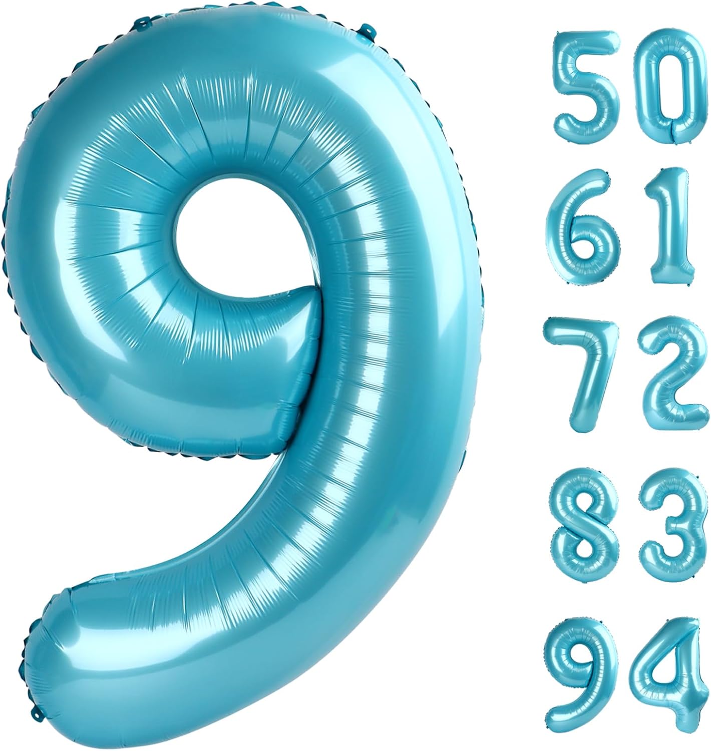 Pearlescent Blue Number 9 Balloon - 40 Inch Giant Birthday Decoration for Boys & Girls