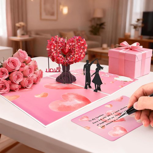 TOYEISHI 3D Pop Up Anniversary Card, I Still Do Love Tree Hearts Couple Wedding Card for Her, Wife, Husband, Him, Girlfriend, Romantic Love Letter Gift for Wedding, Anniversary, Valentines, Birthday