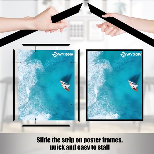 Wyxgiv 16x20 Picture Frame Set of 2, Scratch-Proof Black Frame Lightweight yet Sturdy Display Poster Artwork 16 x 20 Horizontally/Vertically - Slide-In Strips|2 Packs|Black|16"x20"