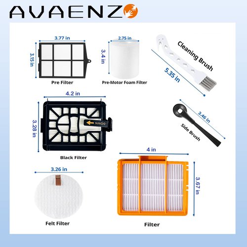 Replacement Parts Compatible with Shark AV2511AE AV2501S AV2610WA AV2501AE RV2502AE RV2610WA RV2520 AV2510 Accessories Kit with Main Brush,Filters,Foam Filters,Primary Filter,Side Brushes