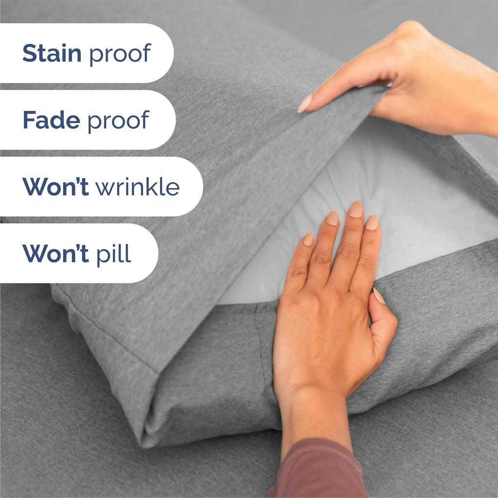 Skiennix Queen Size 4-Piece Sheet Set - Comfy Breathable Cooling Bedding - Soft Wrinkle-Free Grey