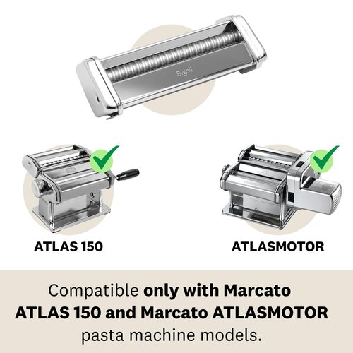 MARCATO Made in Italy Bigoli 150 Attachment for Atlas 150 Pasta Machine, Chrome Steel.