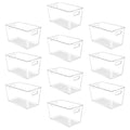 YIHONG 10 Pack Clear Pantry Organizer Bins, Plastic Containers with Handle for Kitchen,Freezer,Cabinet,Closet,Bathroom Under Sink Storage