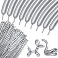 Skiennix Metallic Silver Balloons - 100 Pcs Long Skinny Latex Twisting Balloons for Animal Modeling | Perfect for Christmas & Birthday Parties