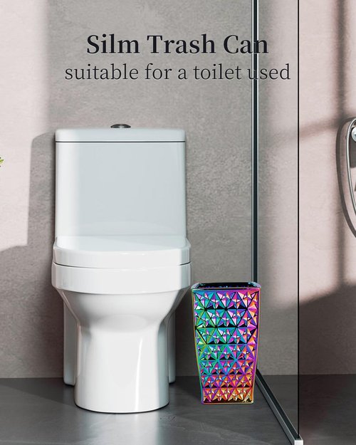 RXLVCKY Colorful Bathroom Trash Can Small Wastebasket, Garbage Container Bin for Bathroom, Bedroom, Kitchen, Home Office, and Kids Room, Holds Waste, Recycling - Ceramic