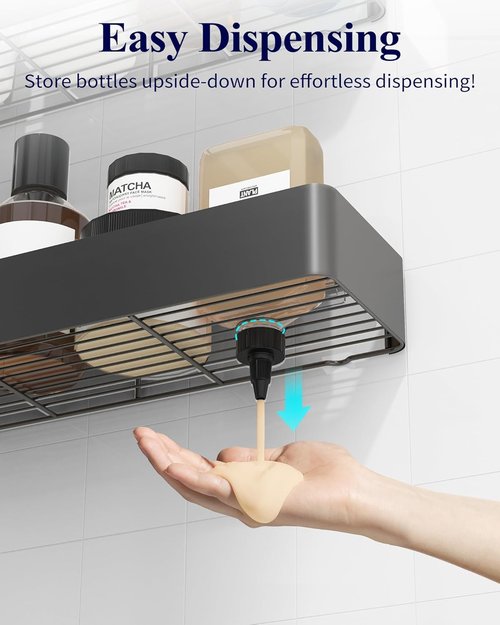 Kitsure Shower Caddy - Rustproof Adhesive Organizer with No-Drill Installation | Dark Grey, 2 Pack
