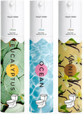 Skiennix Travel Size Toilet Spray - Bathroom Odor Eliminator | 3 Pack, 1 Fl Oz Each, Essential Oils Freshener in Ocean, Eucalyptus, Vanilla