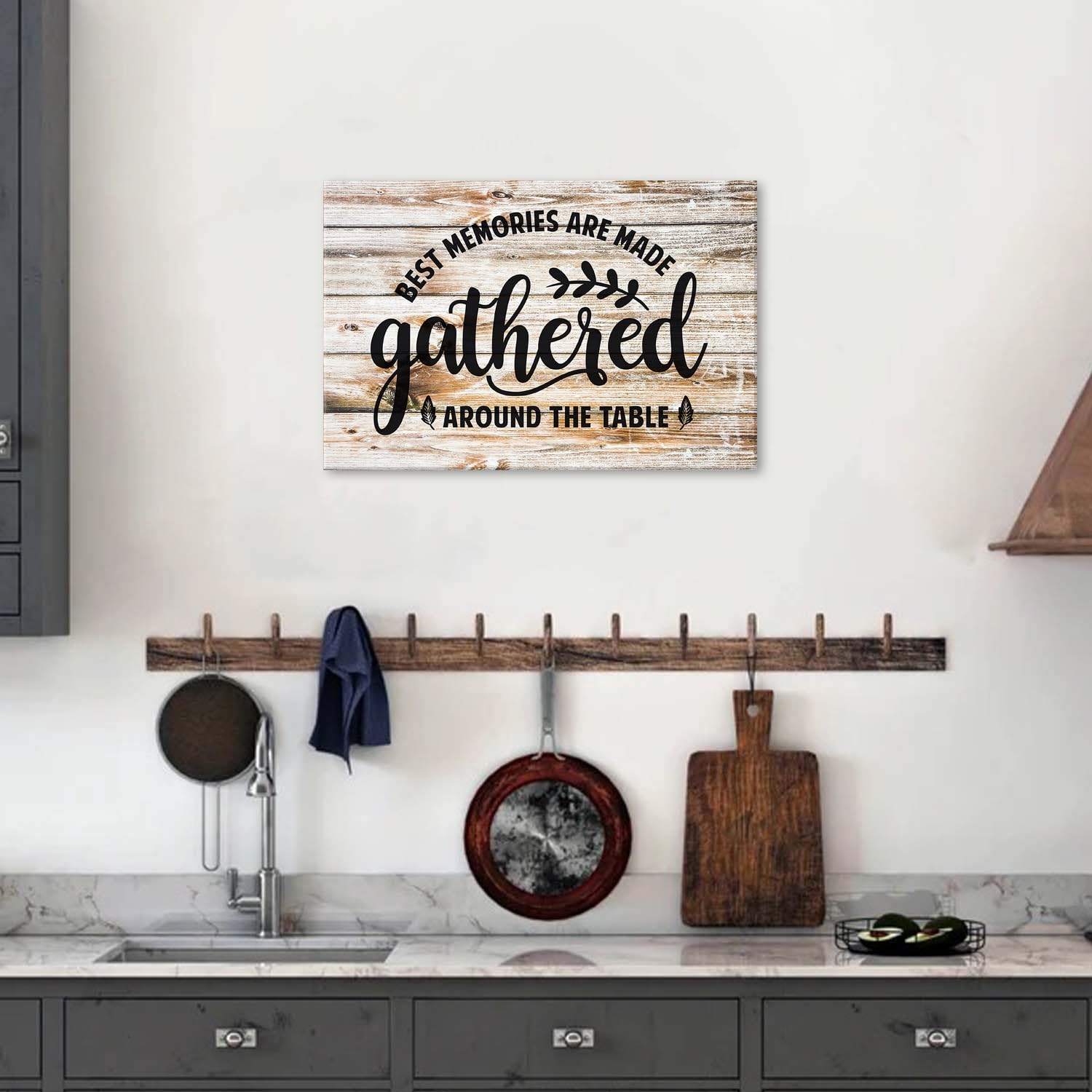 Gather Signs for Home Decor Farmhouse Dining Room Wall Art Kitchen Canvas Prints Gather Sign Wall Decor Rustic Kitchen Wall Art Decor Inspirational Sayings Quotes Poster Painting Family Artwork 16x24"