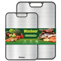 Washour Titanium Cutting Boards for Kitchen, Non Toxic 2-in-1 Cutting Board Double Sided, Food Grade Chopping Boards Set for Fresh Meat Vegetable, Easy to Clean Large Size (18”+16”)