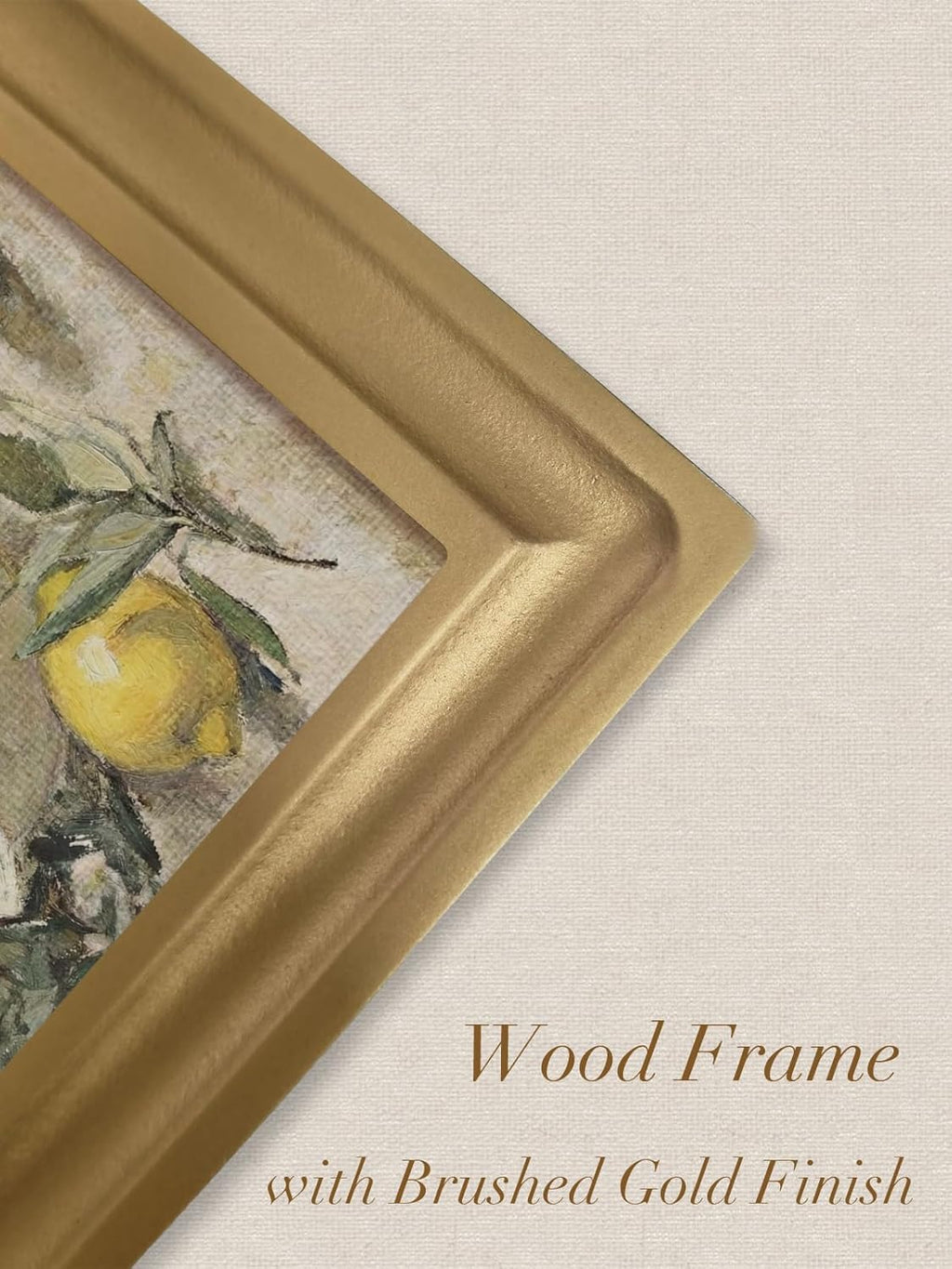 TwoDays Vintage Rustic Lemon Wall Art - Gold Arched Wood Frame Canvas Picture for Kitchen & Dining (11" x 13.8")