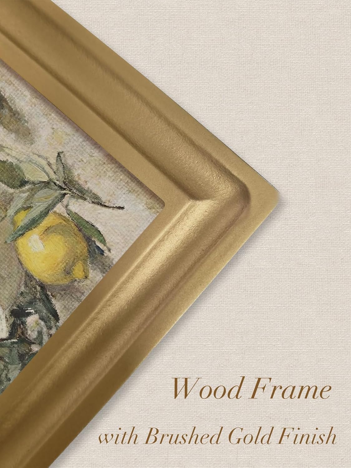 TwoDays Vintage Rustic Lemon Wall Art - Gold Arched Wood Frame Canvas Picture for Kitchen & Dining (11" x 13.8")