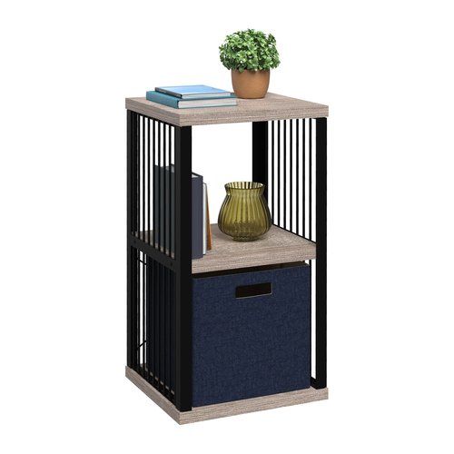 ClosetMaid 2-Cube Storage Organizer Bookshelf, Storage Shelf, Metal Frame, Wood Shelves, Easy Assembly, Black/Weathered Gray