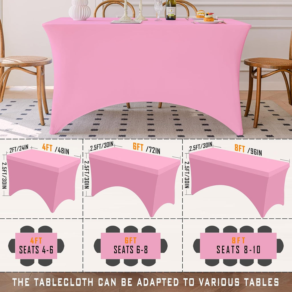 Skiennix Pink 4FT Spandex Tablecloth - Fitted, Washable & Wrinkle-Free for Events & Parties