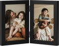 decorUhome 4x6 Picture Frame - Vertical Bifold Design with Plexiglass for Tabletop Display - Black