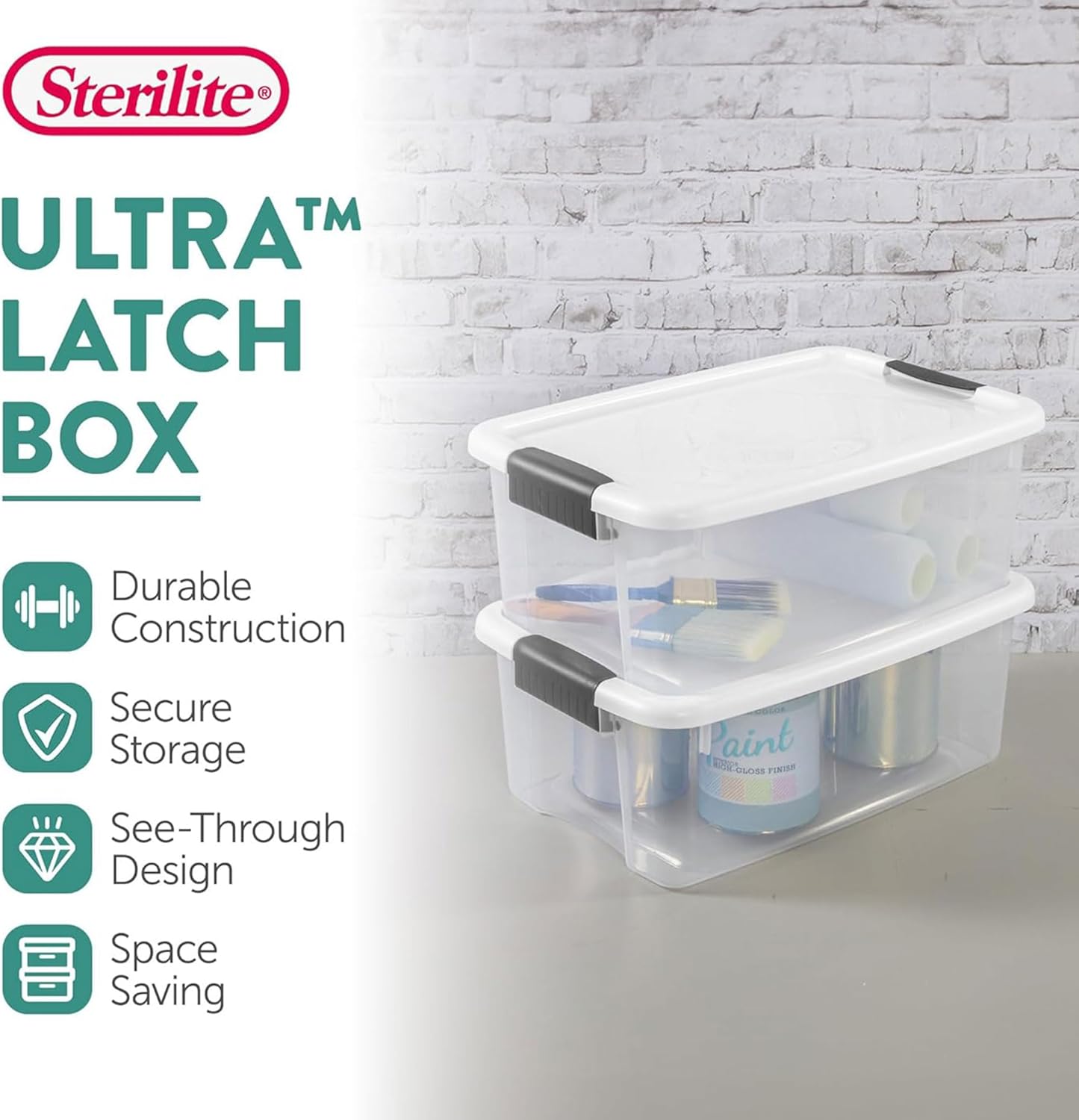 Sterilite 6-Pack Ultra Latching Storage Bins - Clear Plastic 18 Quart Organizing Containers for Home & Office