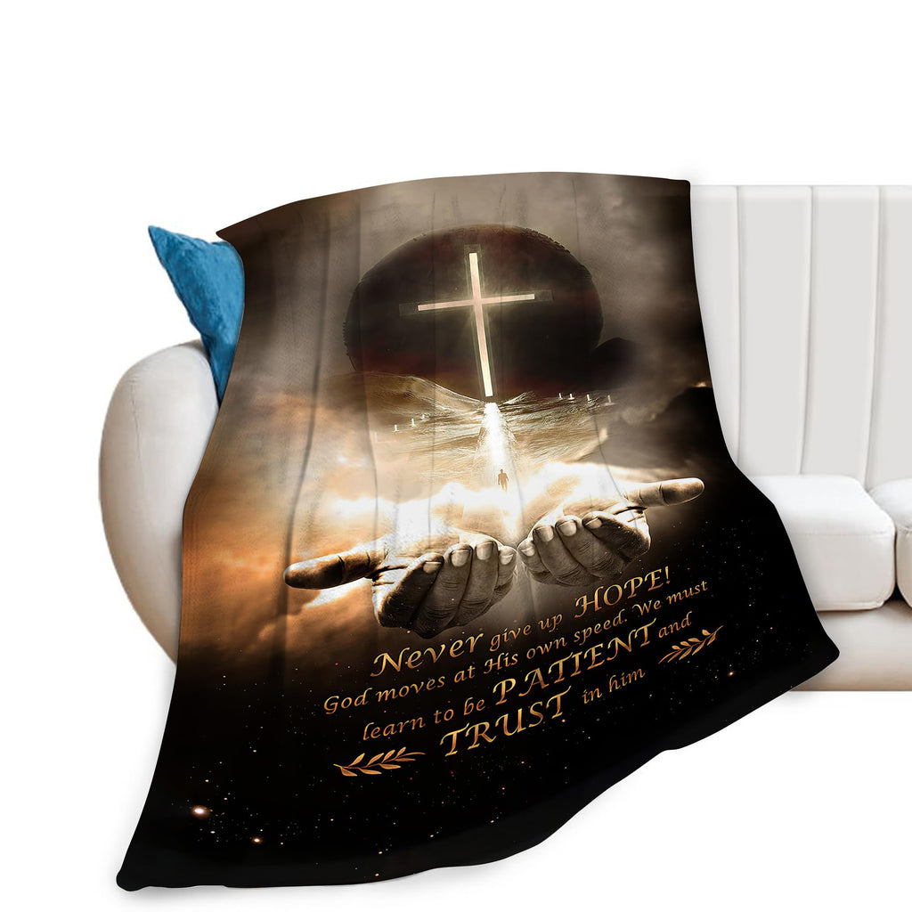 Christian Blanket Cross Hand of God Throw Blanket for Men Kids Teenagers Soft Cozy Warm Fuzzy Fleece Religious Christ Decor Blanket Gifts for Boys Women Girls Couch Sofa Bed 50"X40"
