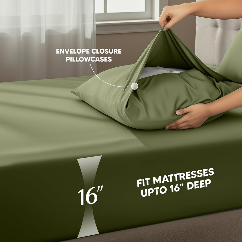 Utopia Bedding Twin Sheet Set - Soft & Breathable Microfiber, 3-Piece Bed Sheets for Twin Size Bed | Oeko-Tex Certified (Olive)