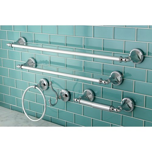 Kingston Brass Naples 5-Piece Accessory Set with 18" & 24" Towel Bar, Towel Ring, Robe Hook & Toilet Paper Holder, Polished Chrome