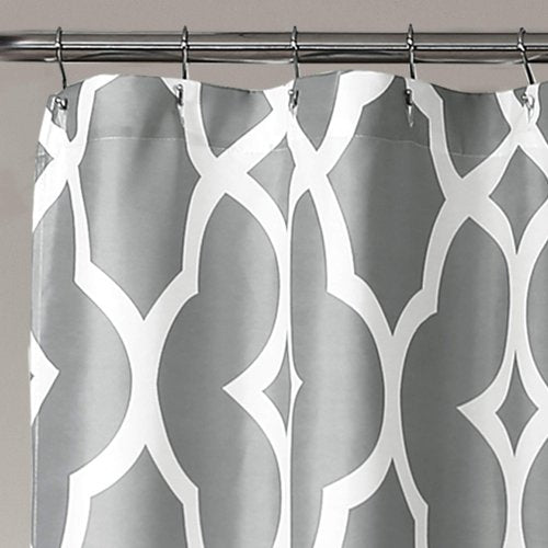 Lush Decor 16T002814 Connor Geo Shower Curtain, 72" x 72", Gray