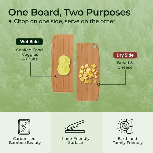 Keechee Bamboo Cutting Board - Dishwasher Safe, Juice Groove, Lightweight & Durable | Ideal for Charcuterie, Fruits & Veggies