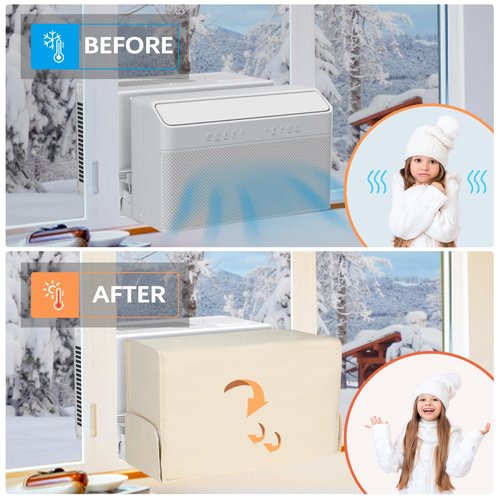Air Conditioner covers for inside 20"W x 14"H x 6"D Compatible with Midea Window Air Conditioner 8000/10000/120000 BTU, 3 Layers Insulation AC Cover Compatible with Midea U shaped AC Unit, Beige