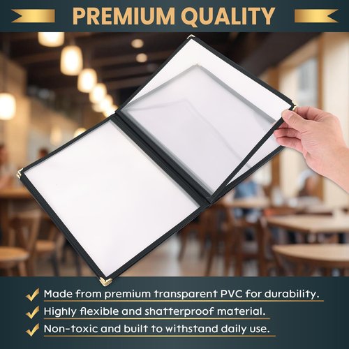 AMGSH 8.5 x 11 Inch Menu Covers, 10 Pack 6 Page 12 View Menu Sleeves Clear View Menu Holder for Kitchen, Restaurant Supplies, Drink, Wine Menu
