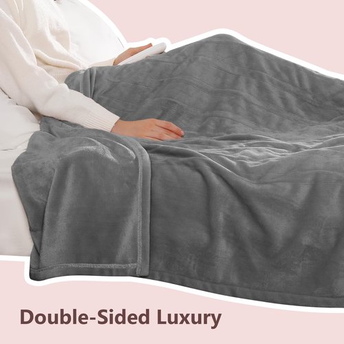Electric Blanket Queen Heated Blanket Queen Size 84''X 90'' Soft Cozy Flannel with Dual Controller Heating Blanket of 5 Heating Level & 10 Hour Auto Off, ETL & FCC Certified, Machine Washable