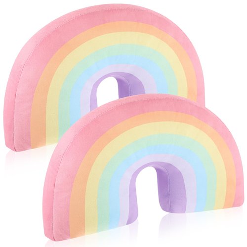 Chunful Rainbow Pillow for Girls Kids 13.8 x 8.7 x 4 Inch Plush Cute Rainbow Throw Pillow Arch Shaped Cushion Stuffed Decoration for Bed Chair Room Home Decor Easter Day(Macaron Colors,2 Pcs)
