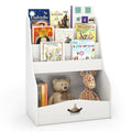 Costzon Kids Bookshelf and Toy Storage, 3-Tier Toddler Bookshelf with Large Storage Cubby, Toy Storage Organizers for Kids Room, Nursery, Playroom, Classroom (White)