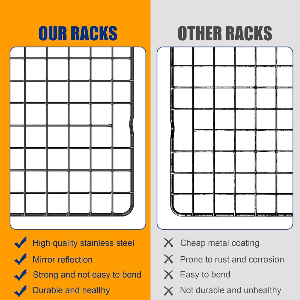 Skiennix 2PCS Cooling Racks - Heavy Duty Stainless Steel Wire for Baking & Grilling | 10" x 15" - Oven & Dishwasher Safe (Black)