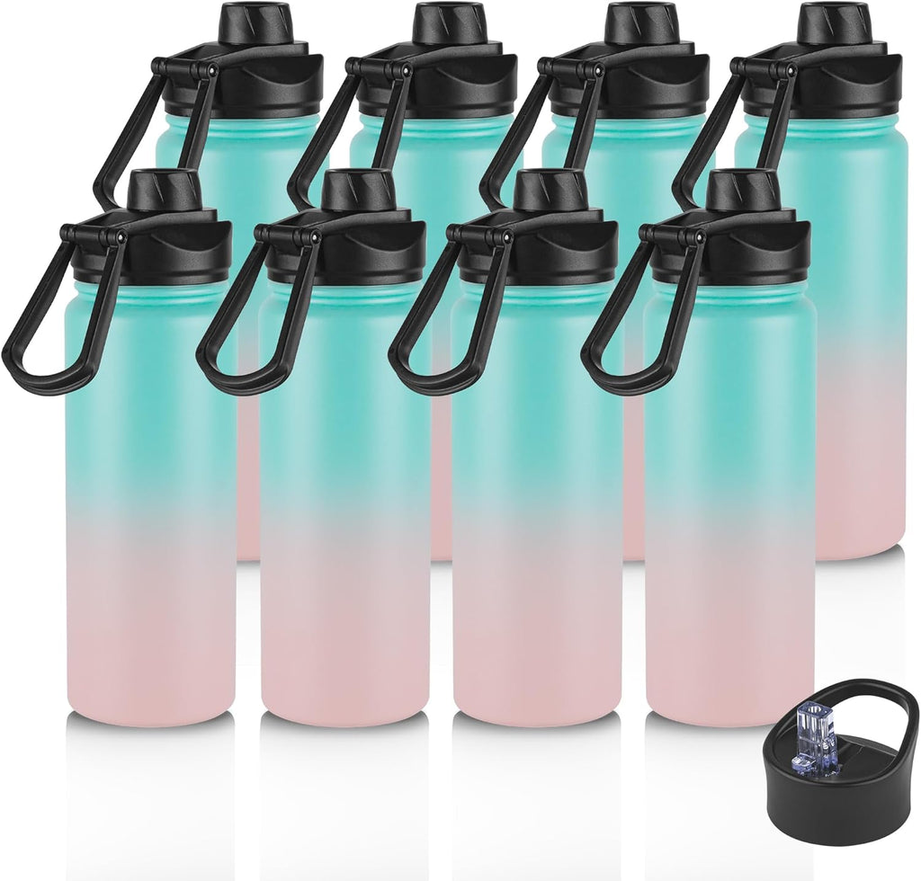 Skiennix 24oz Insulated Water Bottle - Stainless Steel with Straw Lid | Double Wall Vacuum for Hiking & Camping - Bubble Gum