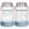 Dwbligt 2 Packs 1 Gallon Glass Jars with Airtight Lids, Wide Mouth Mason Jars with Clip Top & Stainless Steel Handle & Silicone Base, Glass Storage Containers for Kitchen Storage, Pickling-Dual Scale