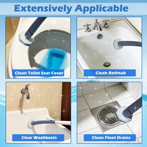 XRIONELL 60pcs Disposable Toilet Wand Refills，Compatible with Most Toilet Brushes，5X Cleaning Power Toilet Bowl Cleaners，No Falling Apart，Upgrade Fiber Cleaner Heads，for Closestool Bathroom Cleaning