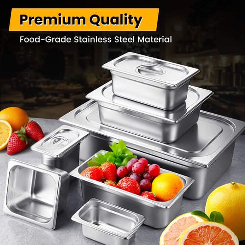 Aplancee Full Size Hotel Pans 6 Inch Deep Stainless Steel Food Pan - Anti-Jam 6 Pack Steam Table Pan Set for Catering, Buffet Use, Kitchen Prep