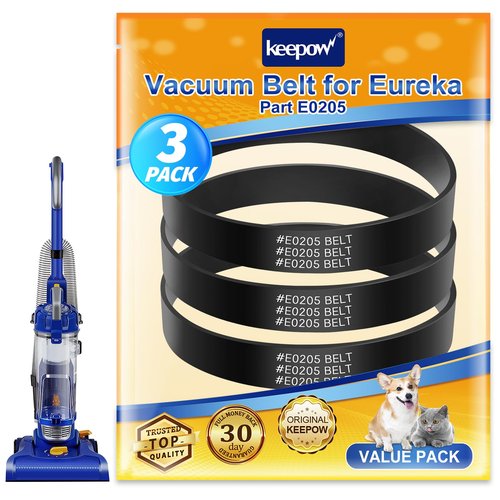KEEPOW Replacement Belt Compatible with Eureka Vacuum Belt, Part E0205 Power Speed Vacuum Belts Fit for Eureka Model NEU280, NEU182A, NEU202, NEU182B, NEU188A, NEU181A, NEU182, NEU188B (3 Pack)